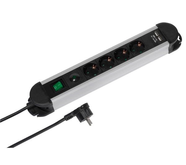 Vivanco 4 gniazda 2xUSB-A 1,6m Czarny