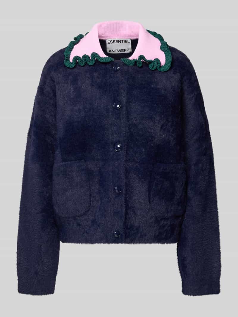 Kurtka z dzianiny o kroju regular fit z kołnierzem z falbanami model ‘JARDENER’