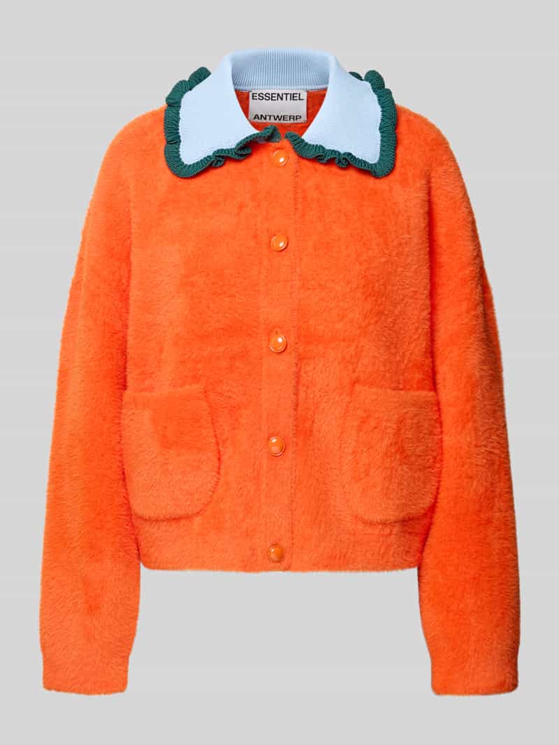 Kurtka z dzianiny o kroju regular fit z kołnierzem z falbanami model ‘JARDENER’