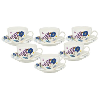 Serwis kawowy porcelanowy AMBITION Fiori 6 osób (12 elementów)