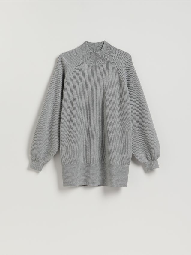 Reserved - Długi sweter z półgolfem - jasnoszary