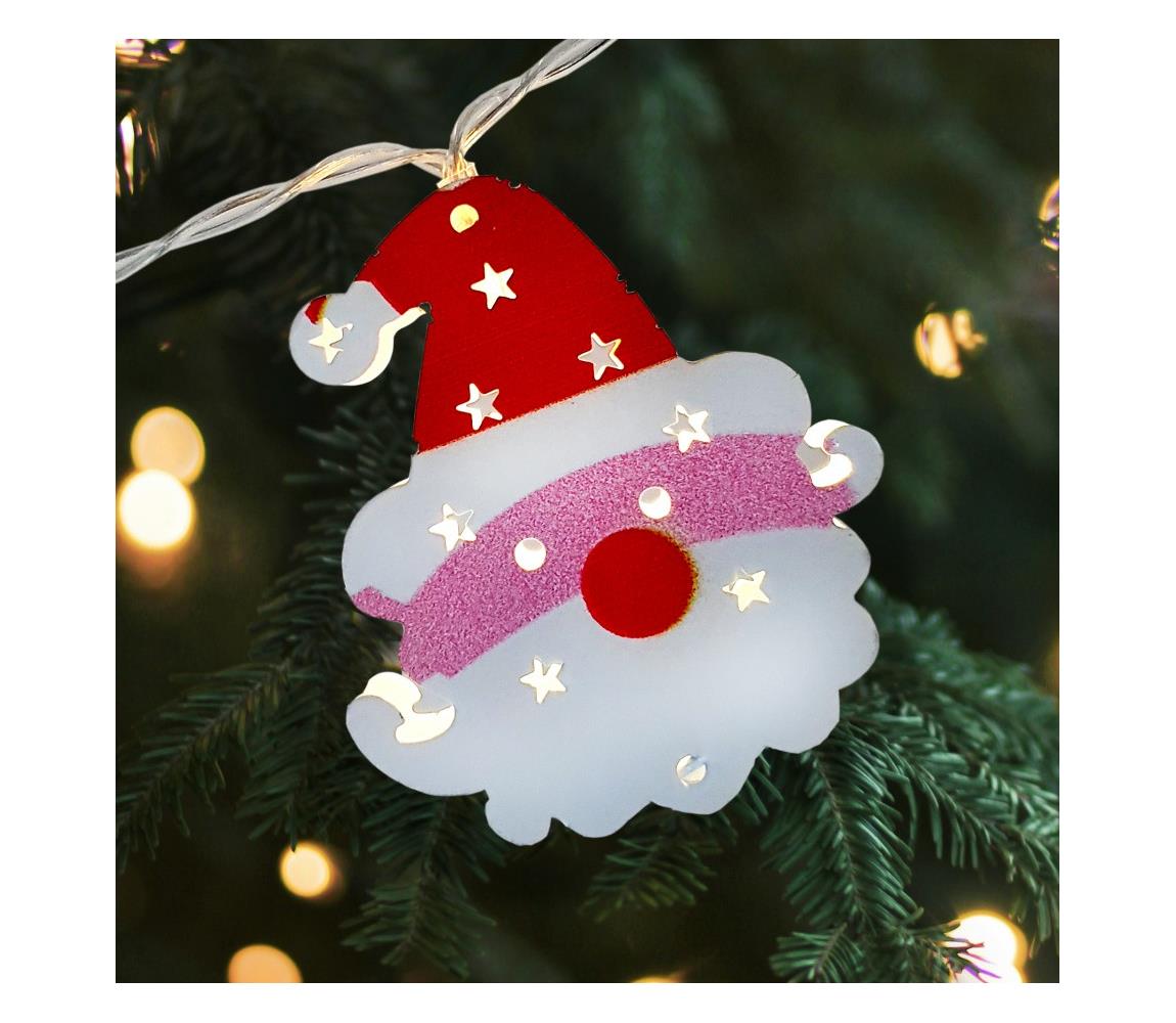 Zewnętrzny łańcuch świąteczny LED 10xLED/2xAA 1,65 m IP44 ciepła biała Mikołaj