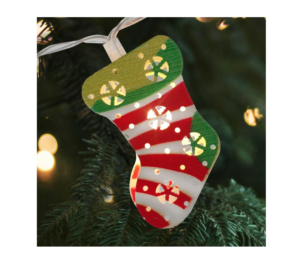 LED świąteczny łańcuch zewnętrzny 10xLED/2xAA 1,65 m IP44 ciepłe białe skarpety