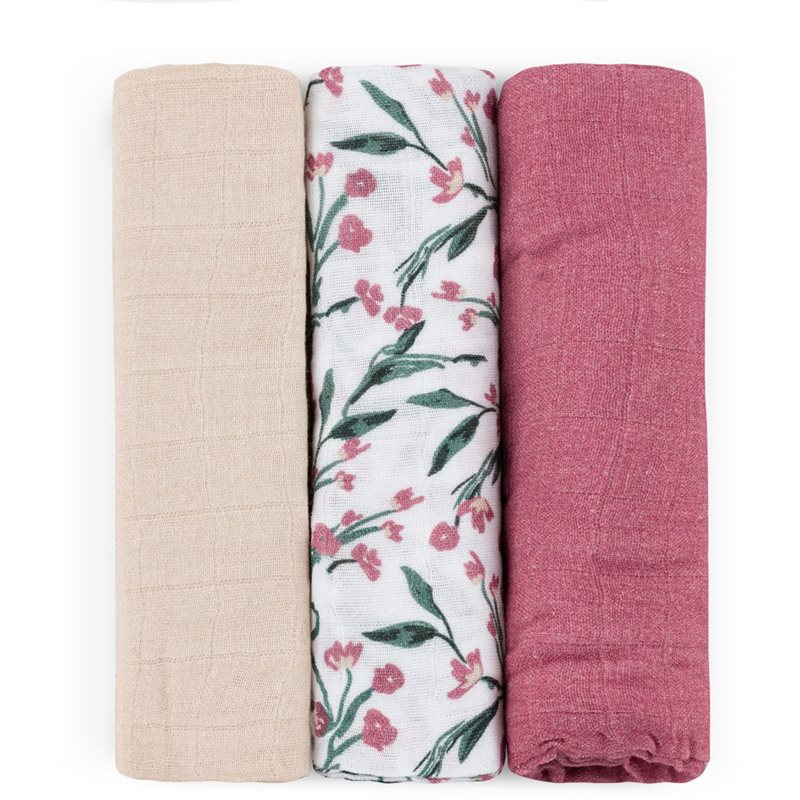 Petite&Mars Moussy pieluchy wielorazowe Pink Meadow 68 x 68 cm 3 szt.