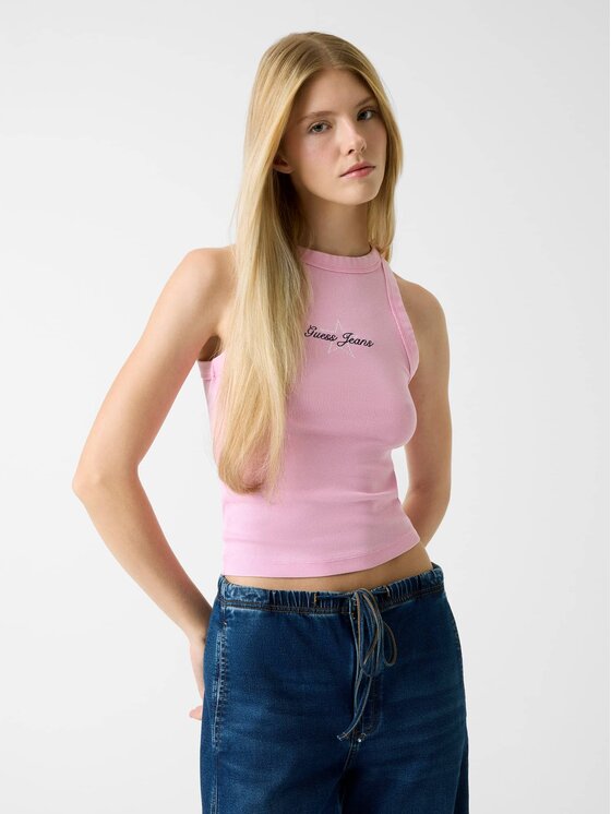 Guess Jeans Top 180345 Różowy Classic Fit