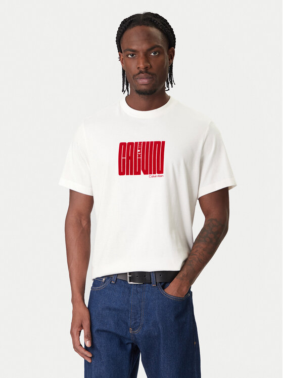 Calvin Klein T-Shirt Maze Graphic LV04RE832G Biały Regular Fit