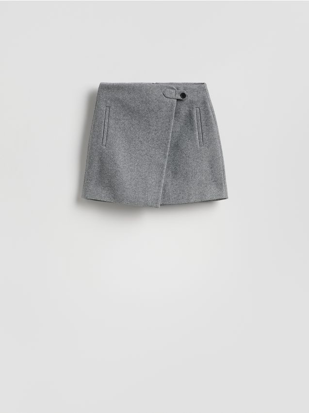 Reserved - Spódnica mini z zakładką - ciemnoszary