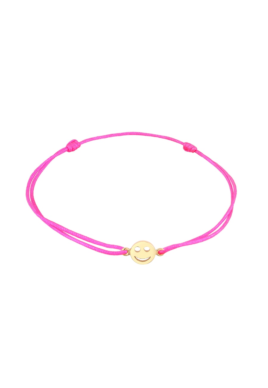 Elli Damski symbol uśmiechniętej twarzy z czerwonym nylonem z pozłacanego srebra próby 925 Sterling Silver Bransoletki 1 ct