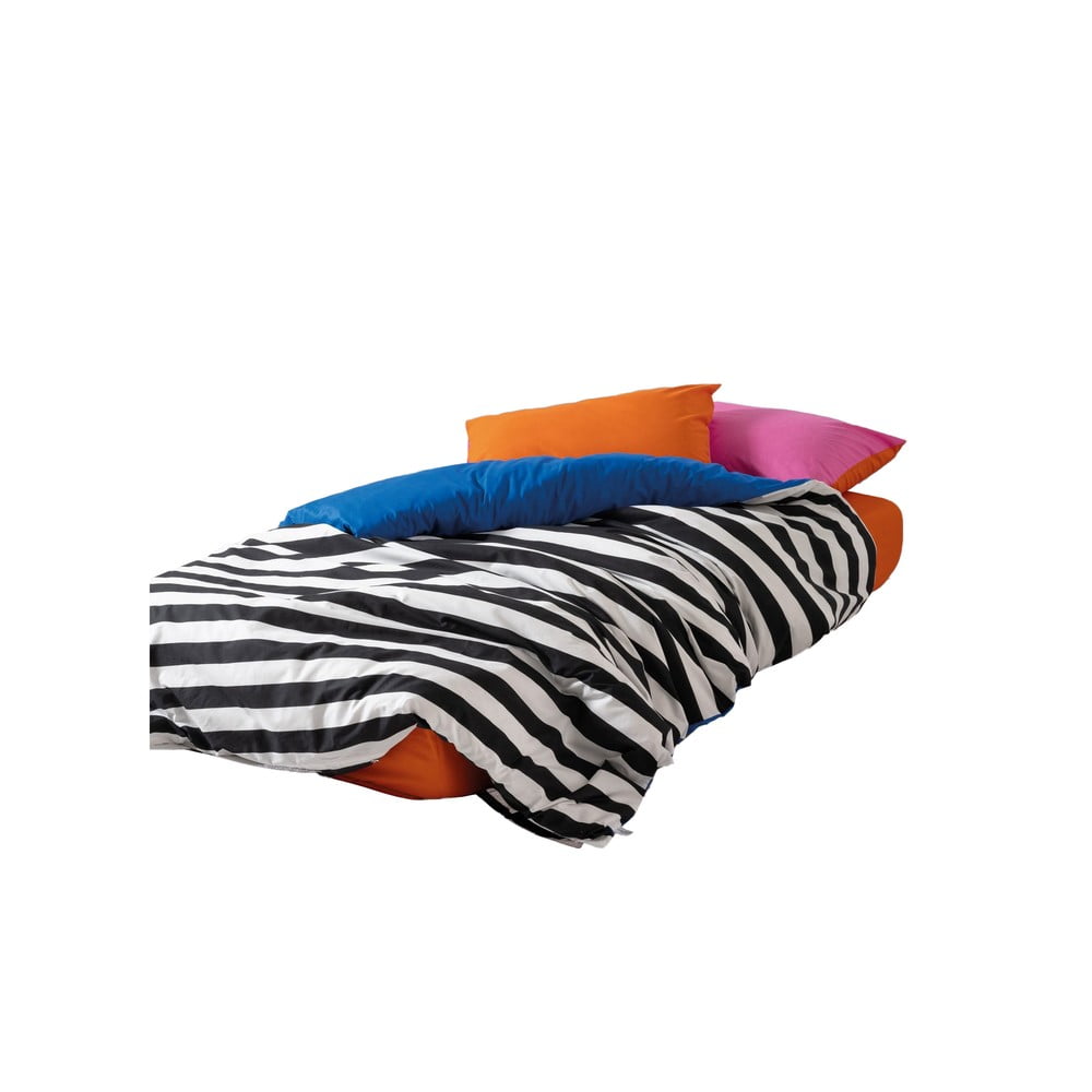 Czarno-biała pościel dwuosobowa z bawełny renforcé z prześcieradłem/4-częściowa 200x220 cm Dusk – Mijolnir