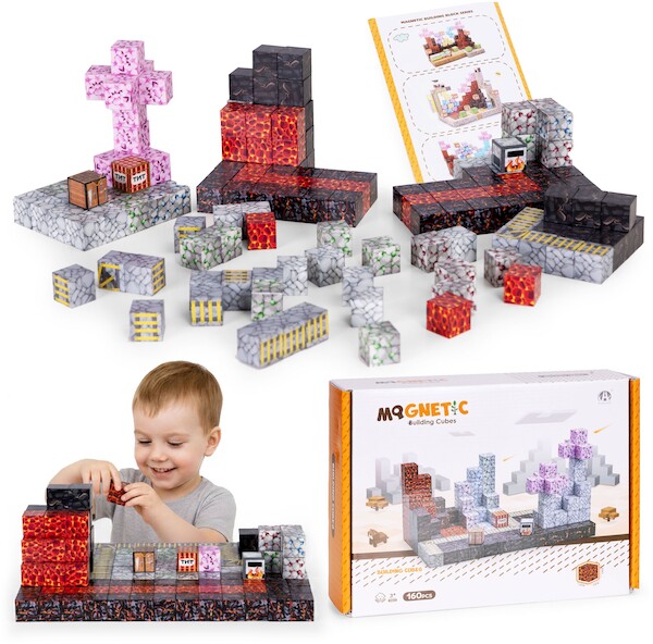 Klocki magnetyczne konstrukcyjne dla dzieci zestaw 160 elementów