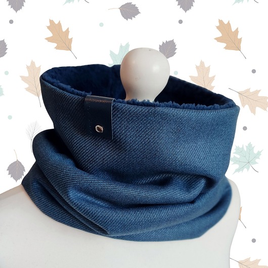 Komin wełna- piękny granatowy