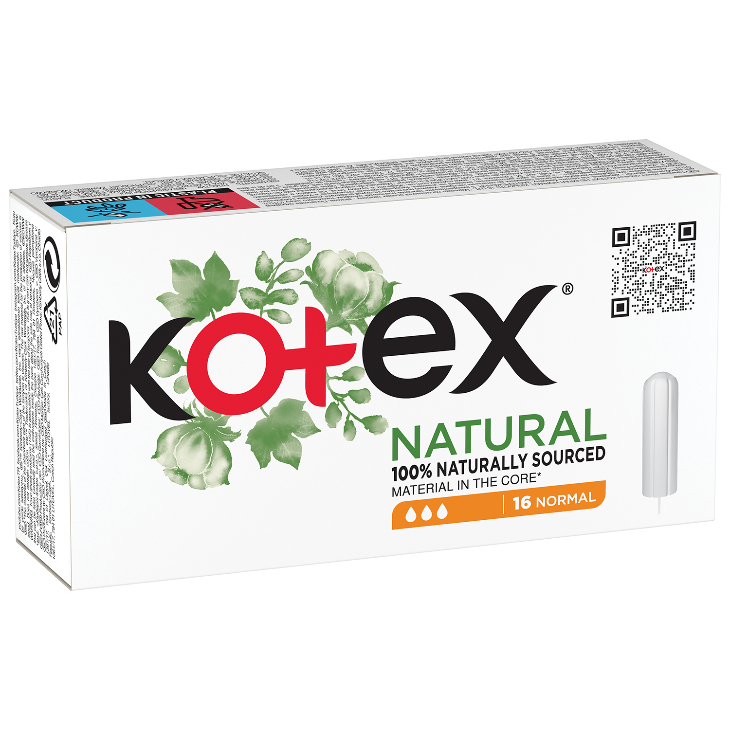 Kotex Natural, tampony higieniczne, Normal, 16 sztuk