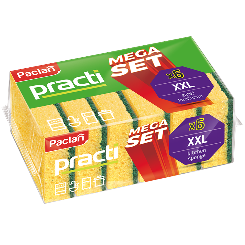 Paclan Practi, gąbki do mycia naczyń, 6 sztuk