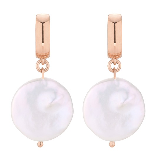 Kolczyki z różowego złota z dużymi płaskimi perłami