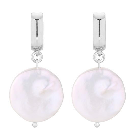 Srebrne kolczyki z dużymi płaskimi perłami