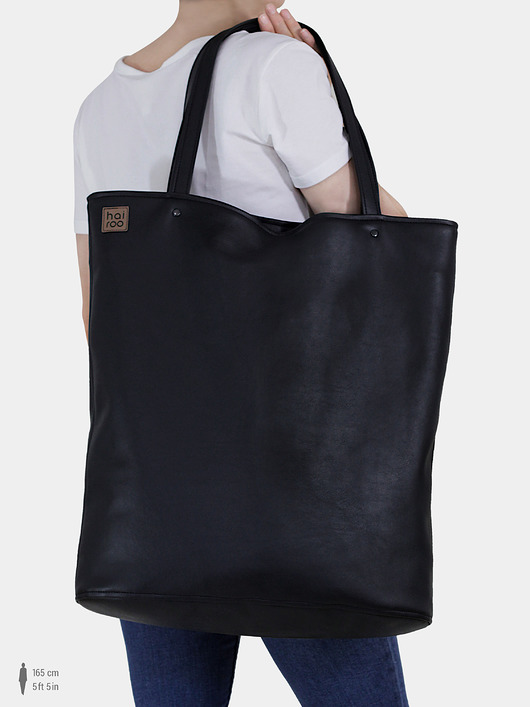 Mega shopper duża torba czarna na zamek