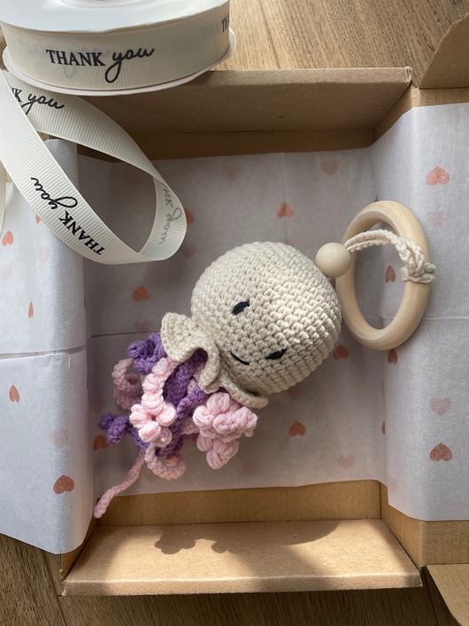 Grzechotka dla dziecka, ośmiornica maskotka, prezent dla dziecka