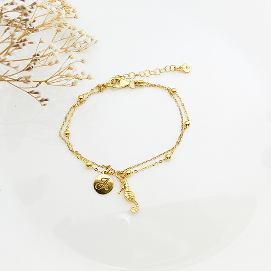 Bransoletka konik morski, złoty konik