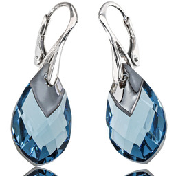 Kryształy Piękne Kolczyki Aqua Light Chrome Srebro
