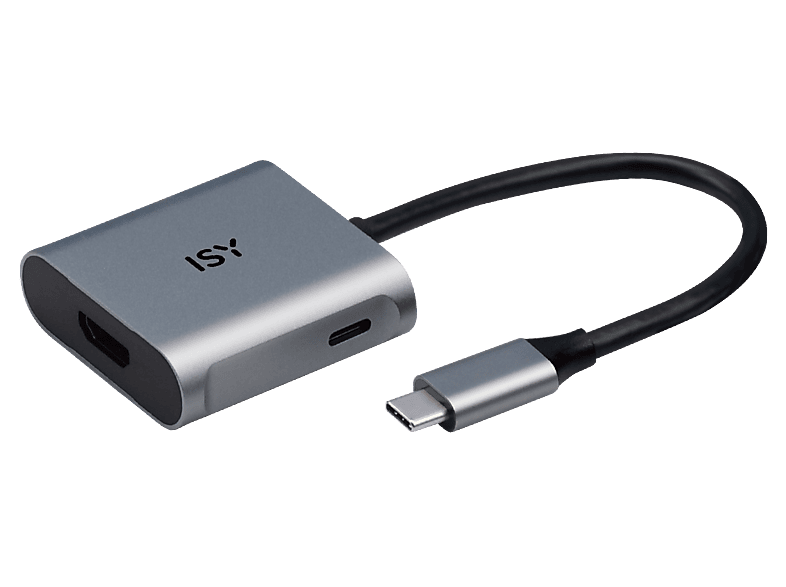 Adapter USB-C na HDMI ISY IAD-1015-1 + funkcja zasilania Srebrny