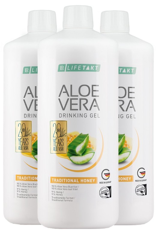 Aloes żel do picia miód 1000ml trójpak LR Lifetakt Aloe Vera Traditional Honey Aloe Vera Drinking Gel Traditional Honey Trójpak