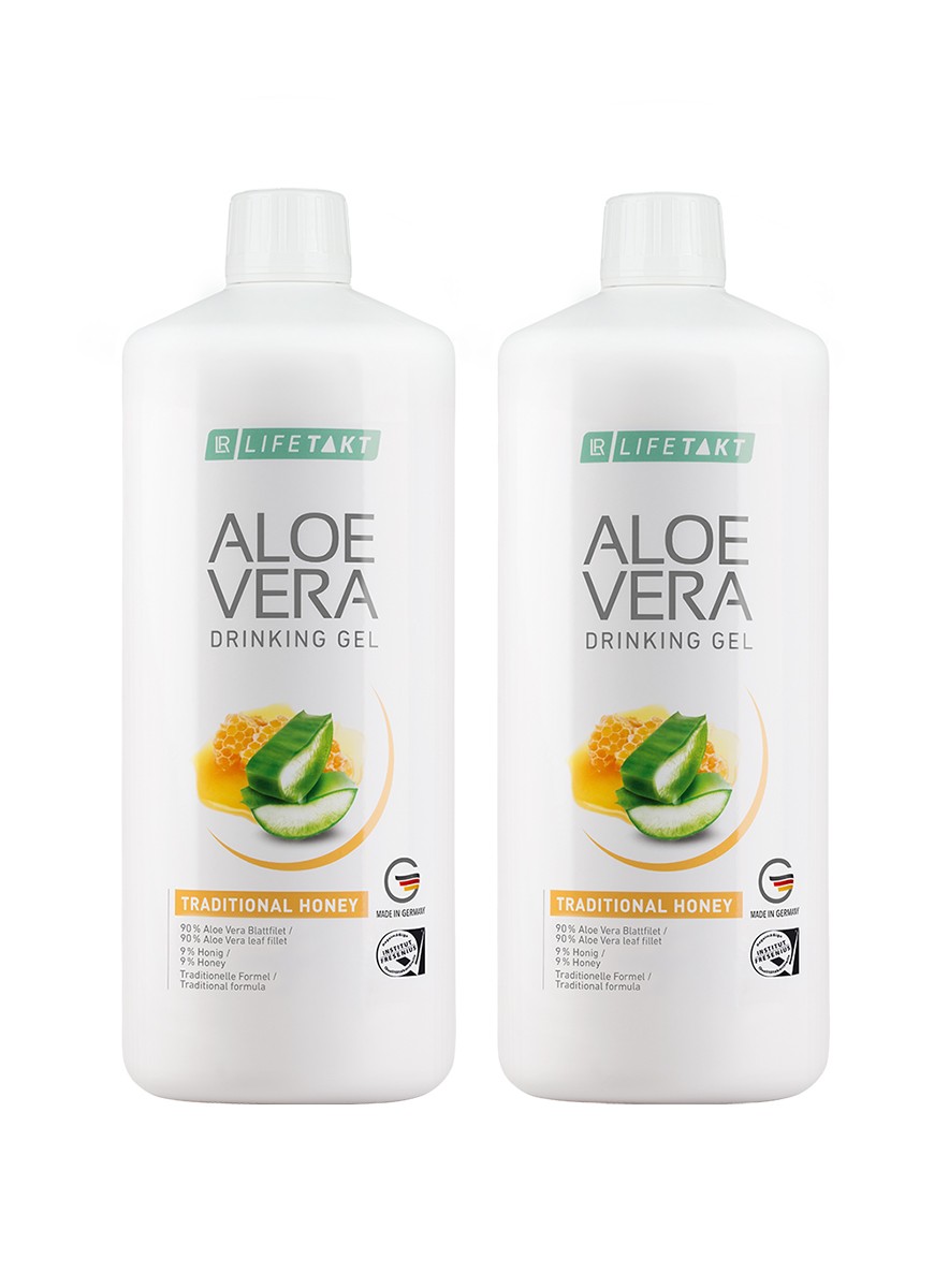 Aloes żel do picia miód 2x1000ml LR Lifetakt Aloe Vera Traditional Honey DWUPAK Aloe Vera Drinking Gel Traditional Honey 2x1000ml DWUPAK