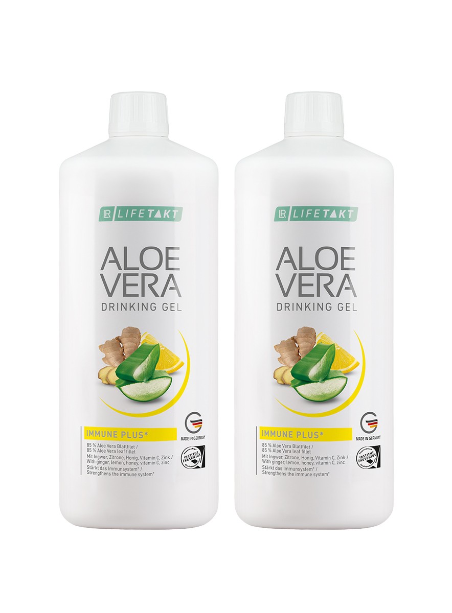 Aloes żel do picia imbir miód cytryna LR Lifetakt Immune Plus 2x1000ml Aloe Vera DWUPAK Aloe Vera Drinking Gel Immune Plus 2x1000ml DWUPAK