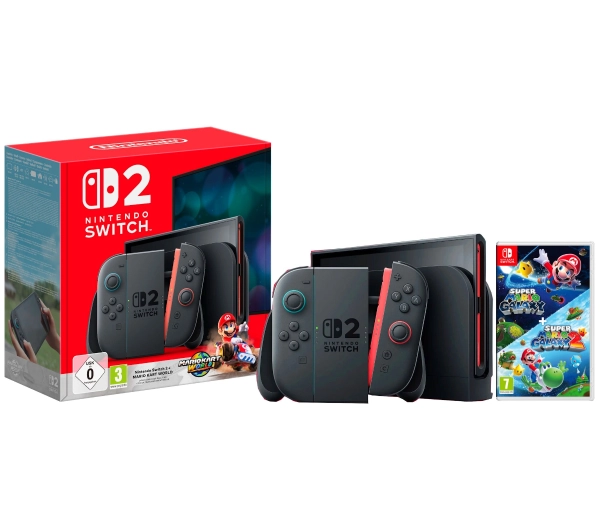 Nintendo Switch 2 Joy-Con Czarny + Mario Kart World + Super Mario Galaxy 1 + Super Mario Galaxy 2
