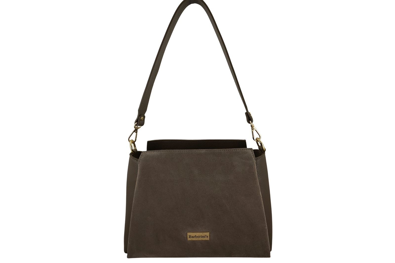 Torebka miejska z naturalnego zamszu i skóry - Beżowa ciemna