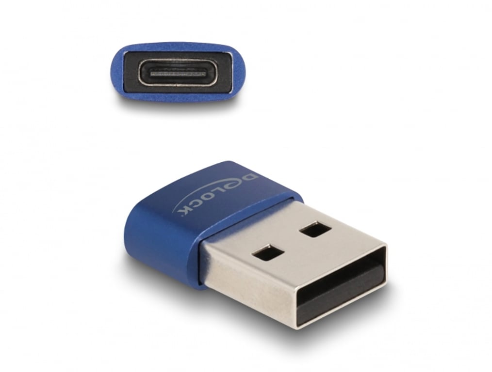 DeLOCK Adapter USB 2.0, USB Typ-A męskie do USB Type-C żeńskie, niebieska 60051