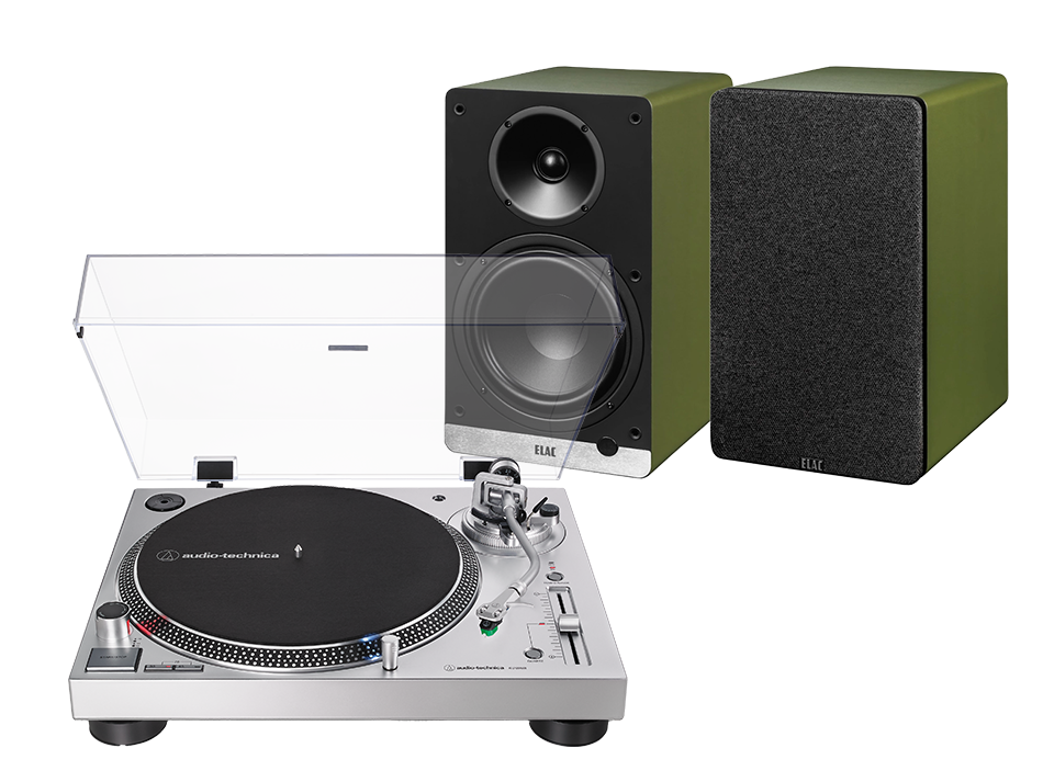 Audio-Technica AT-LP120X-USB (srebrny) + ConneX DCB61 (oliwkowy)