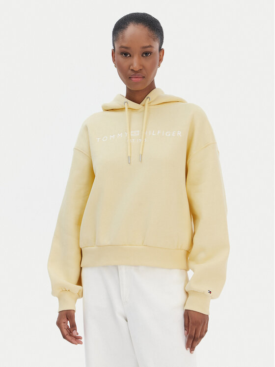 Tommy Hilfiger Bluza Corp Logo WW0WW47832 Żółty Regular Fit