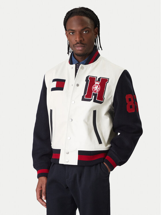 Tommy Hilfiger Kurtka bomber Varsity MW0MW41866 Écru Regular Fit