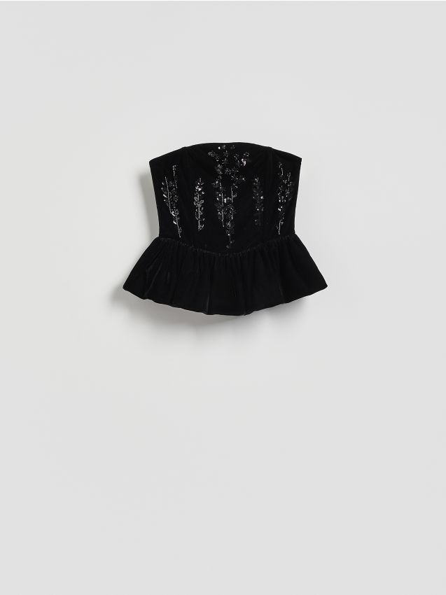 Reserved - Top z cekinami - czarny