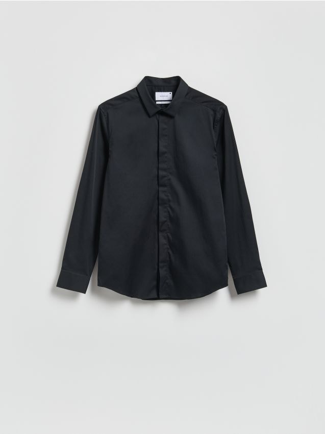 Reserved - Gładka koszula super slim fit - czarny