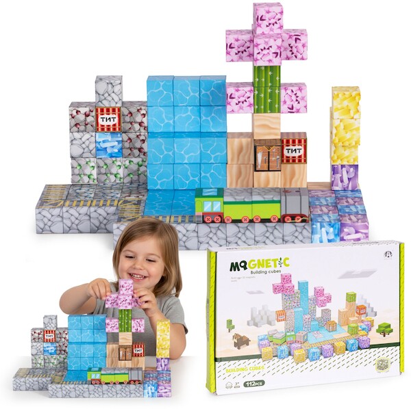 Klocki magnetyczne konstrukcyjne dla dzieci zestaw 112 elementów