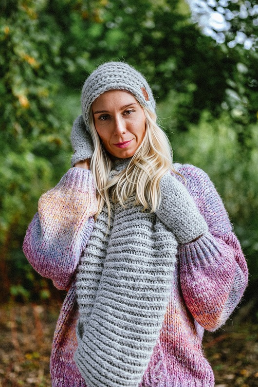 Komin MERINO Wybielony szary