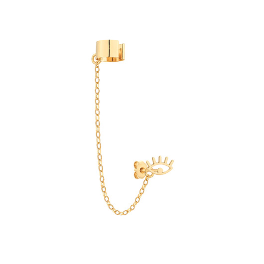 Złota nausznica z łańcuszkiem i okiem