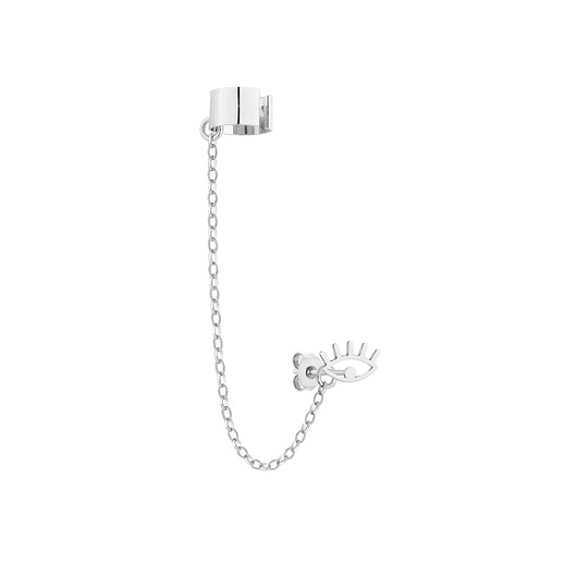 Srebrna nausznica z łańcuszkiem i okiem