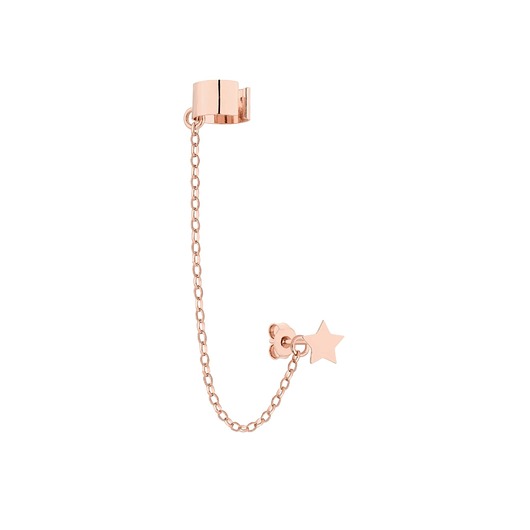 Nausznica w różowym złocie z łańcuszkiem i gwiazdką