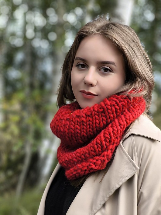 Czerwony komin wełna 100% WOOLY tuba