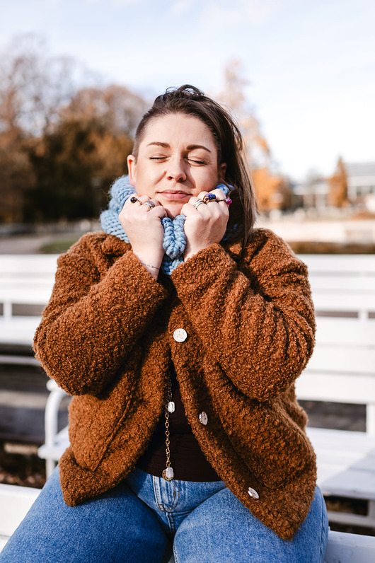 Niebieski komin wełna 100% WOOLY tuba