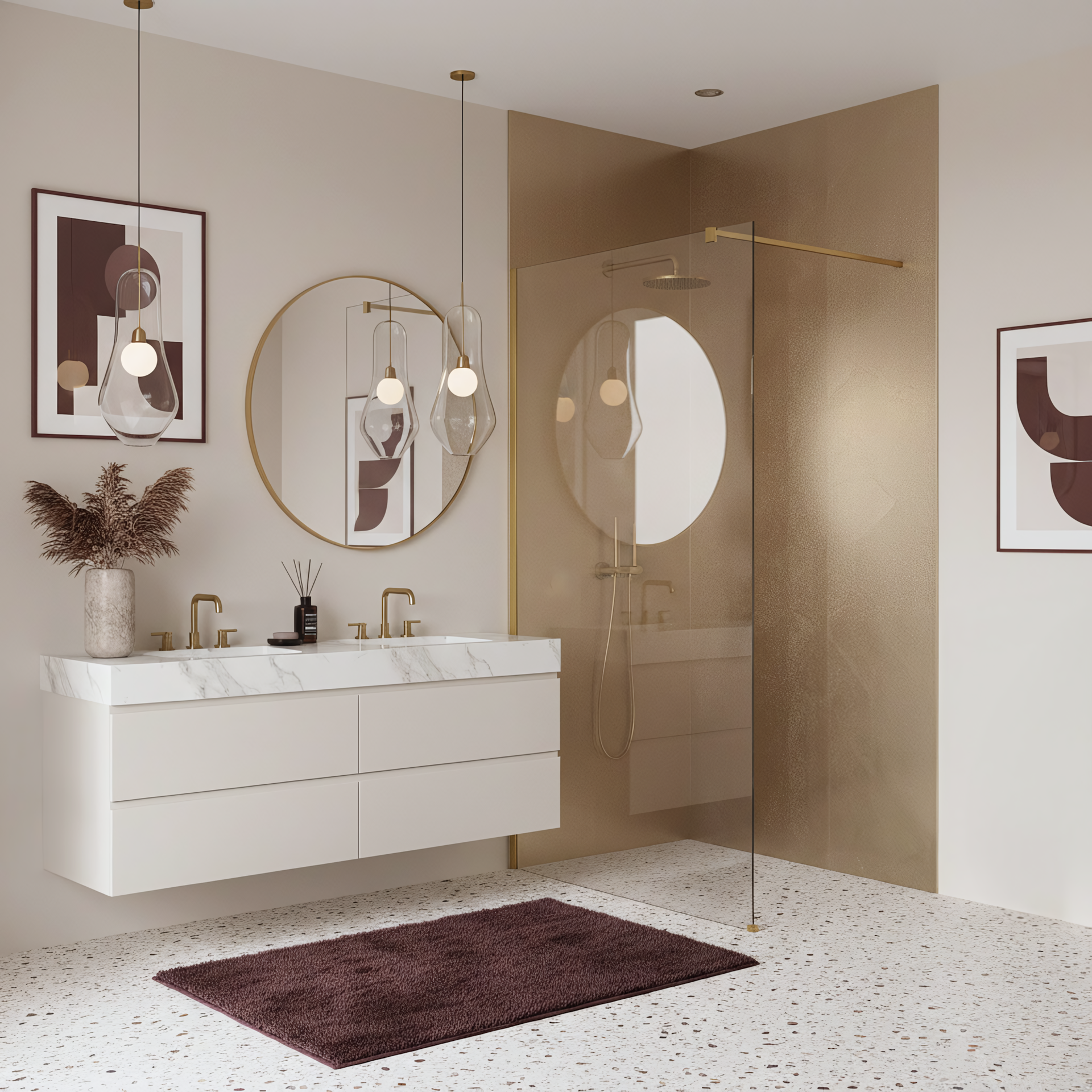 Rea Kabina prysznicowa Walk-In Rea Flexi Transparent / Brush Gold 90