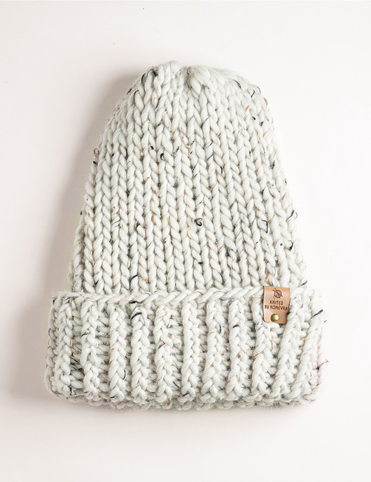 Czapka Puffy melanż wełna peruwiańska