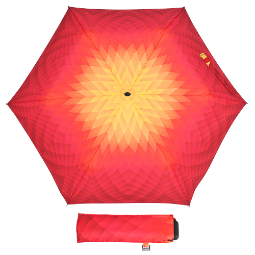 Parasol damski Doppler Carbonsteel Slim Fusion Red Yellow manualny składany