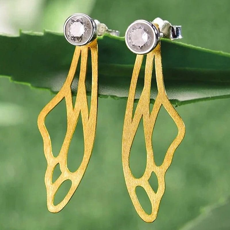 Kolczyki Złote - KOLCZYKI SKRZYDŁO WAŻKI