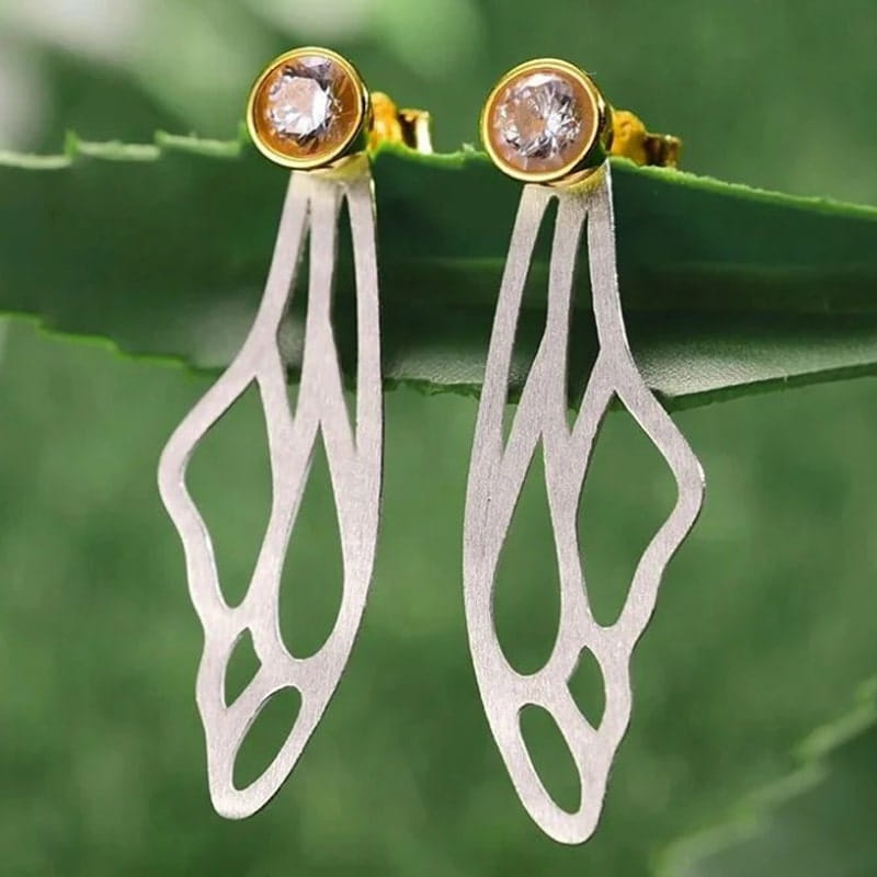 Kolczyki Srebrne - KOLCZYKI SKRZYDŁO WAŻKI