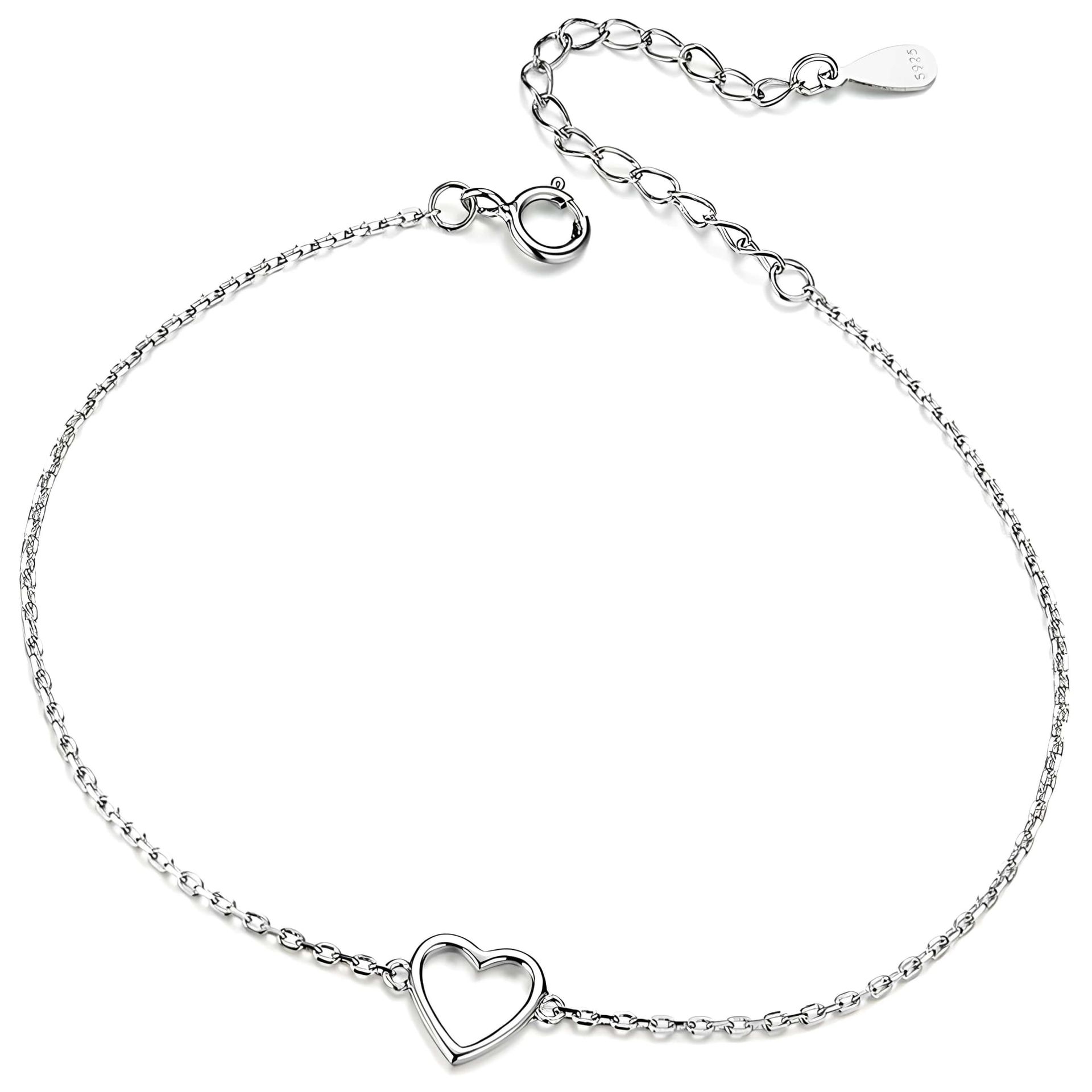 Bransoletka Srebrna - BRANSOLETKA AŻUROWE SERCE