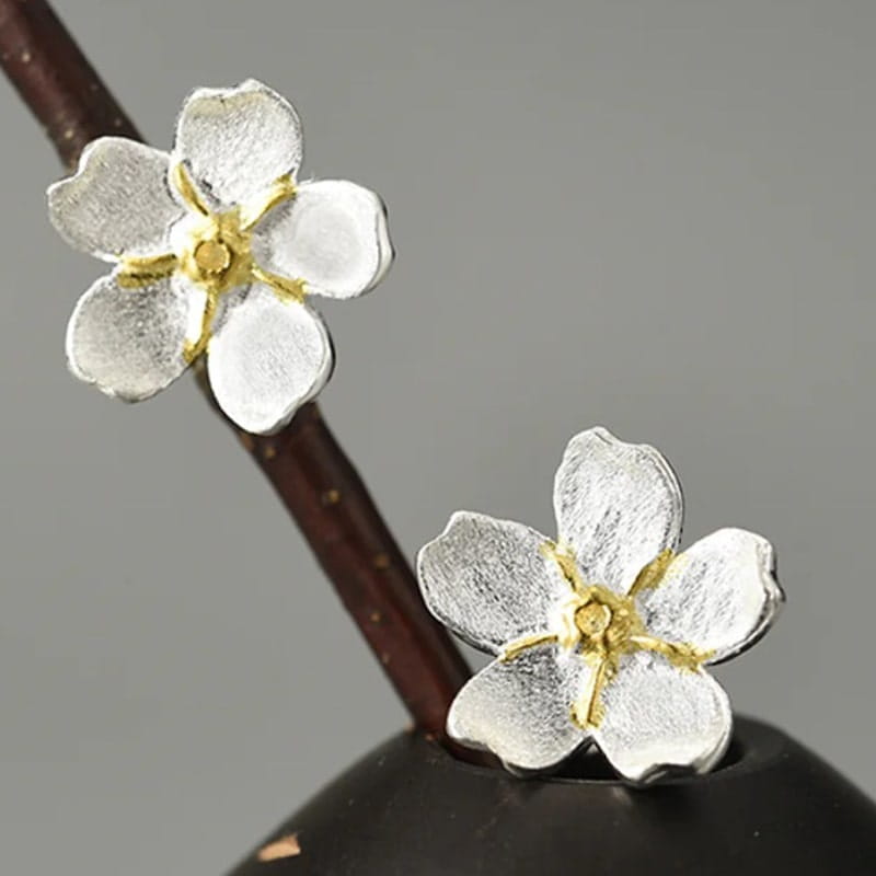 Kolczyki Srebrne - KOLCZYKI NIEZAPOMINAJKA