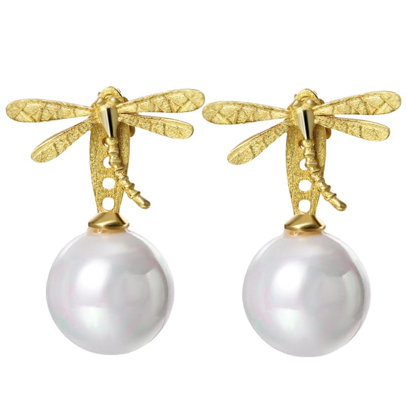 Kolczyki Złote - KOLCZYKI WAŻKI PERŁY